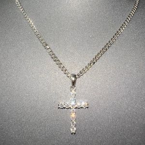 3mm moissanite cross necklace